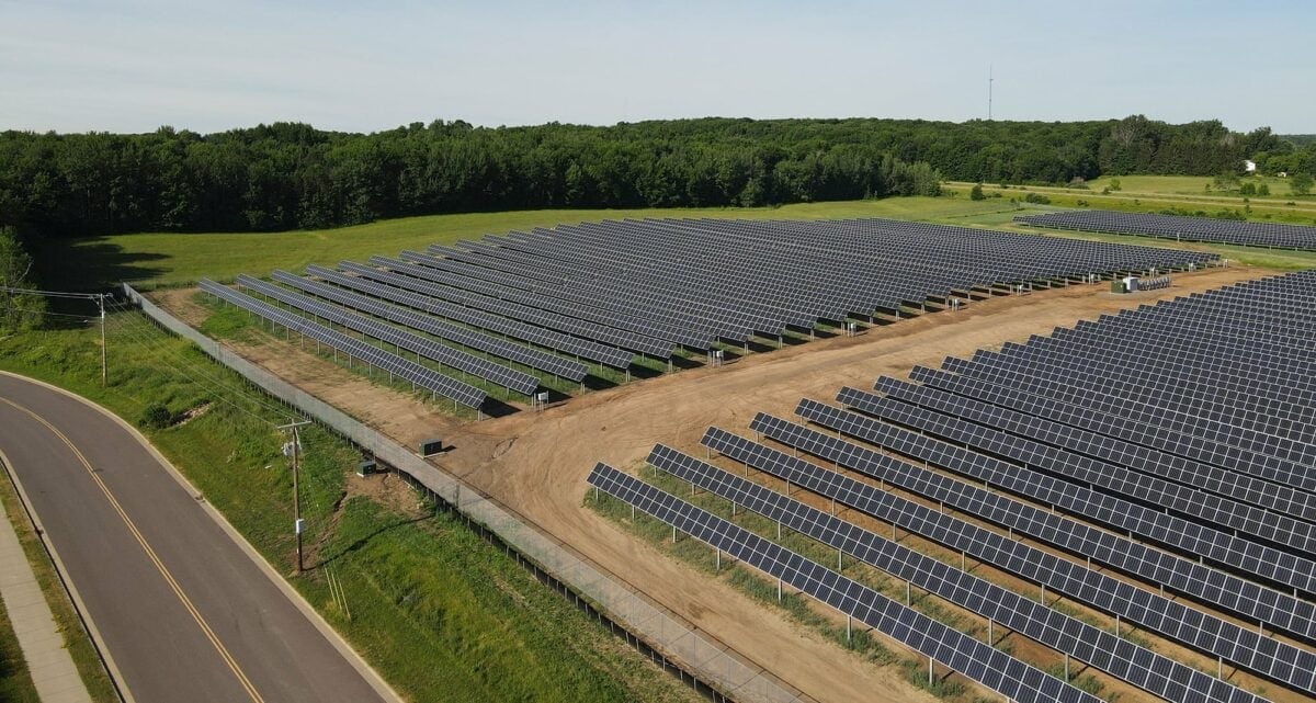 Rice Lake Solar Panels Aerial photo