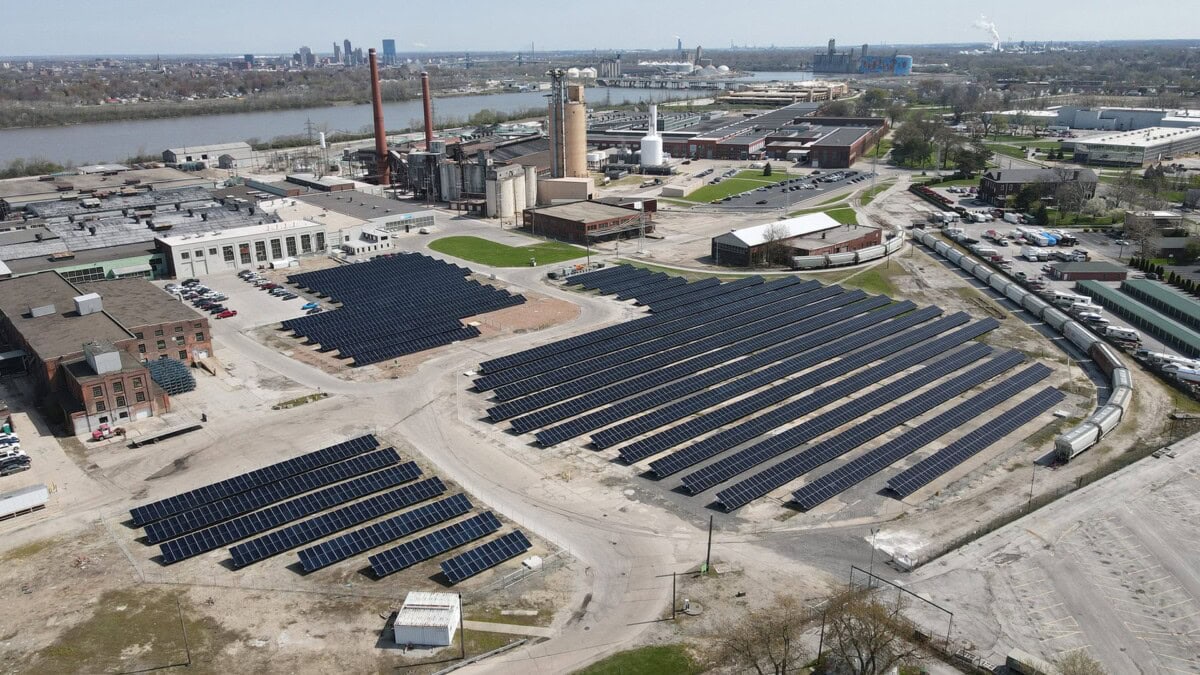 Aerial view of Rossford, Ohio solar project
